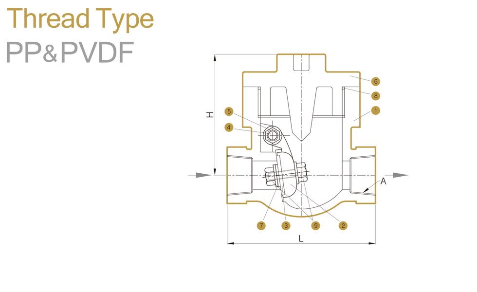 PP&PVDF SWING CHECK VALVE THREAD