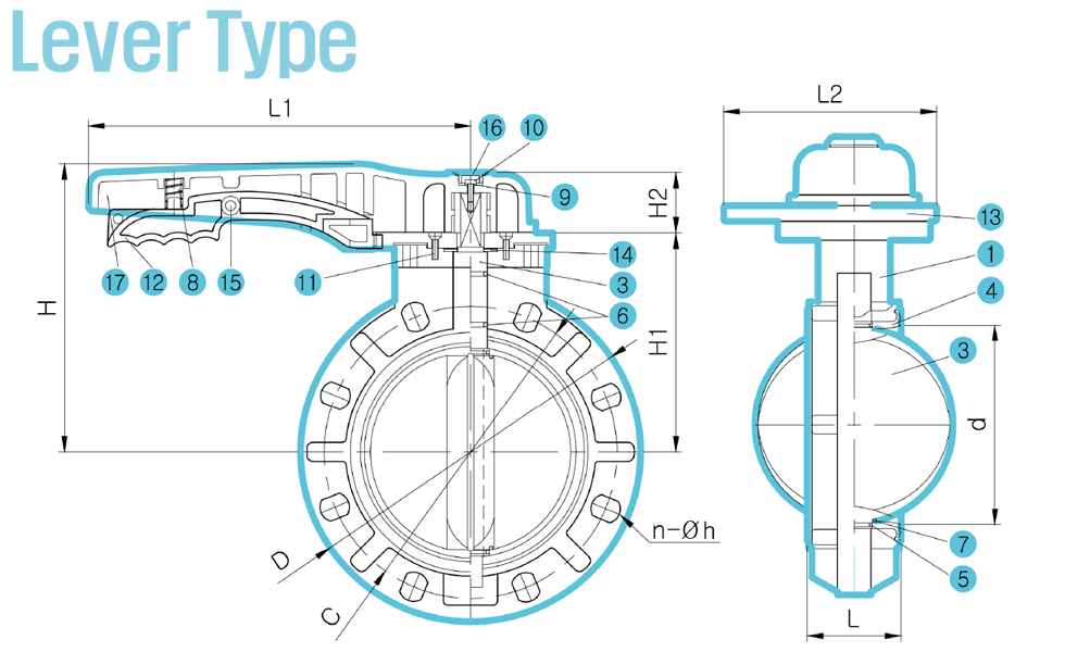 CLEAN BUTTERFLY VALVE LEVER